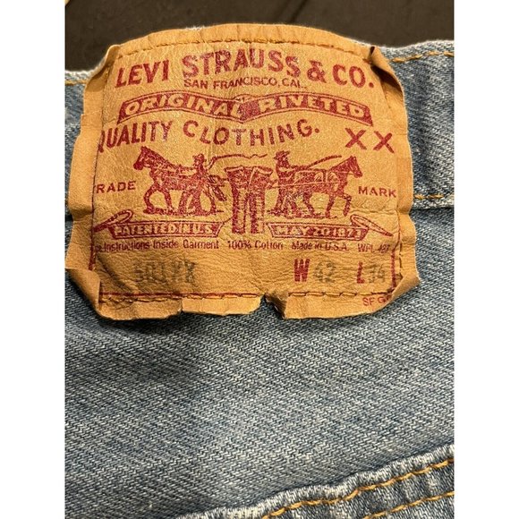 Vintage 90s Levi's 501xx Cutoff Denim Jean Shorts 42 actual 40” Waist Made USA - Picture 8 of 10